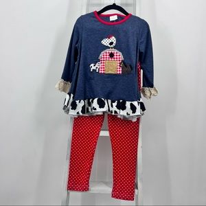 Barnyard Farm Ruffle Outfit 2 piece set Baby girl Toddler Girl